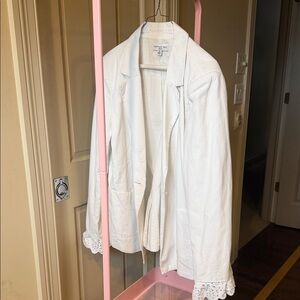 Something Navy White Lace-Accent Blazer